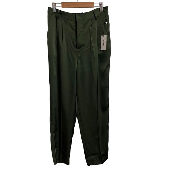 Jason Wu Green Satin Pleated Ankle Pants High Rise Size 2 NWT - Picture 1 of 7